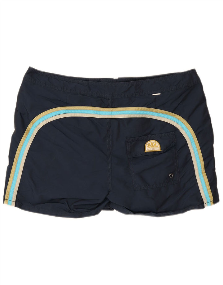 Pantaloncini da bagno da uomo Sundek grandi in poliestere a righe blu navy