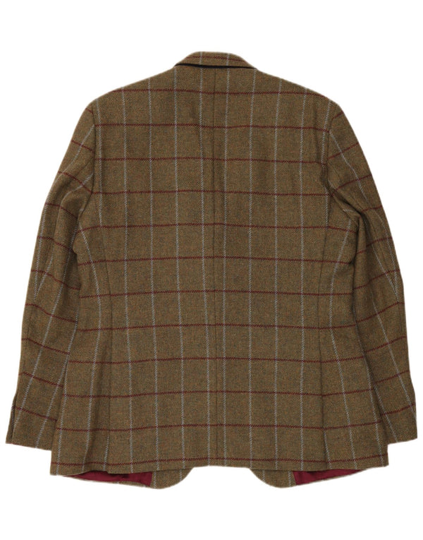 Crew Clothing Giacca blazer da uomo a 2 bottoni UK 44 2XL Lana a quadri kaki