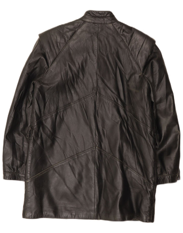 Cappotto in pelle vintage da donna IT 42 medio nero