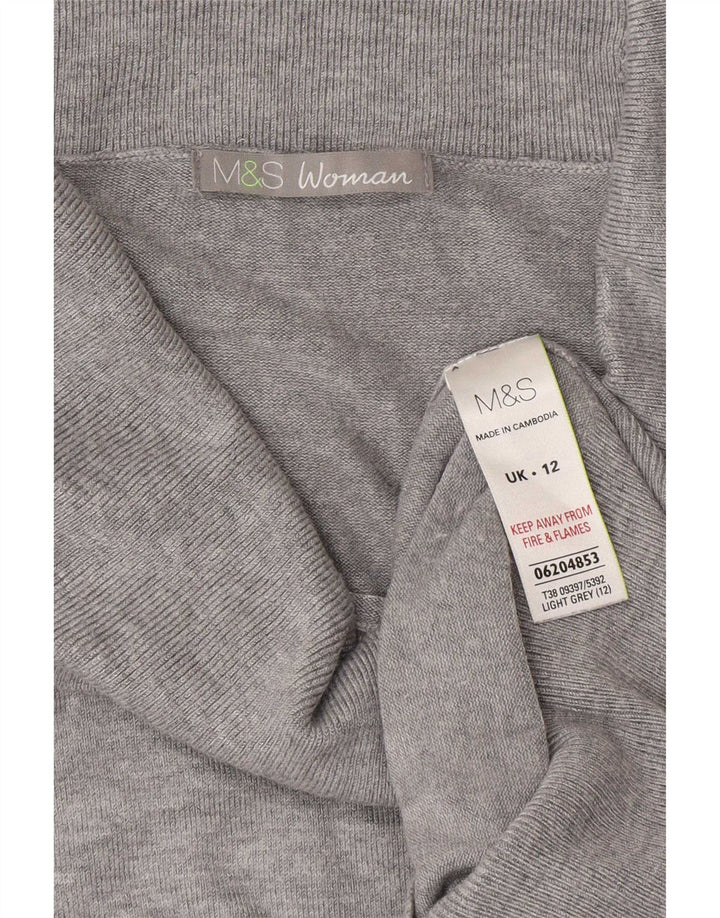 Maglione maglione a collo alto da donna Marks & Spencer UK 12 Viscosa grigio medio