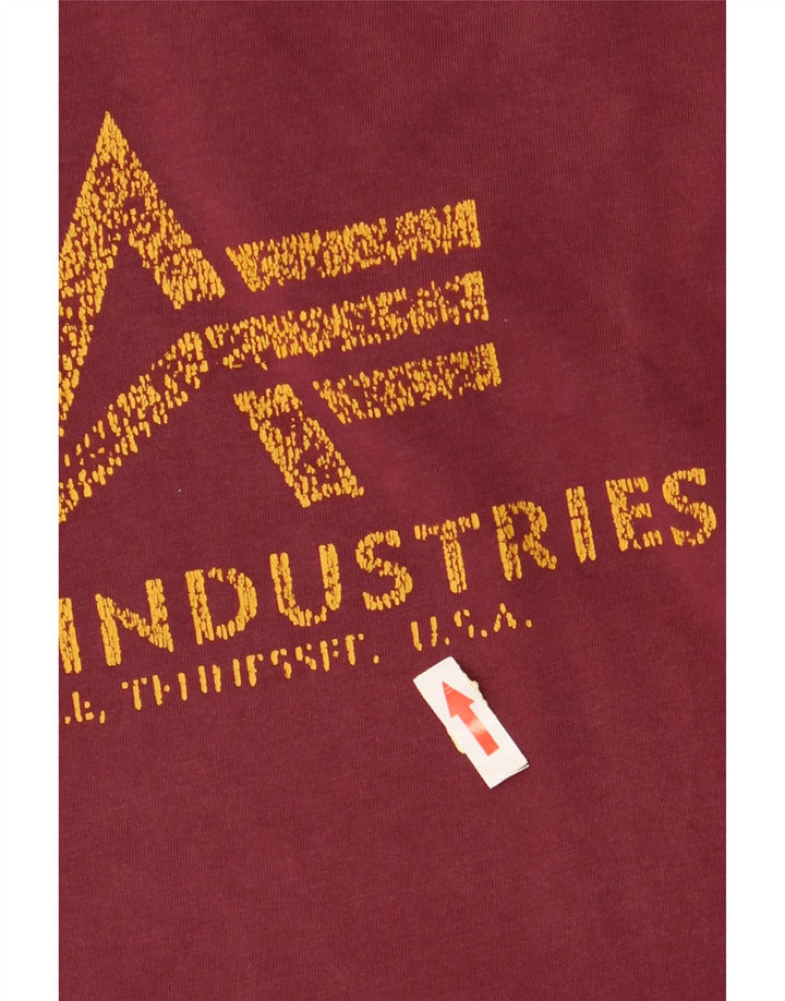 ALPHA INDUSTRIES T-shirt grafica da donna Top UK 14 Cotone bordeaux medio