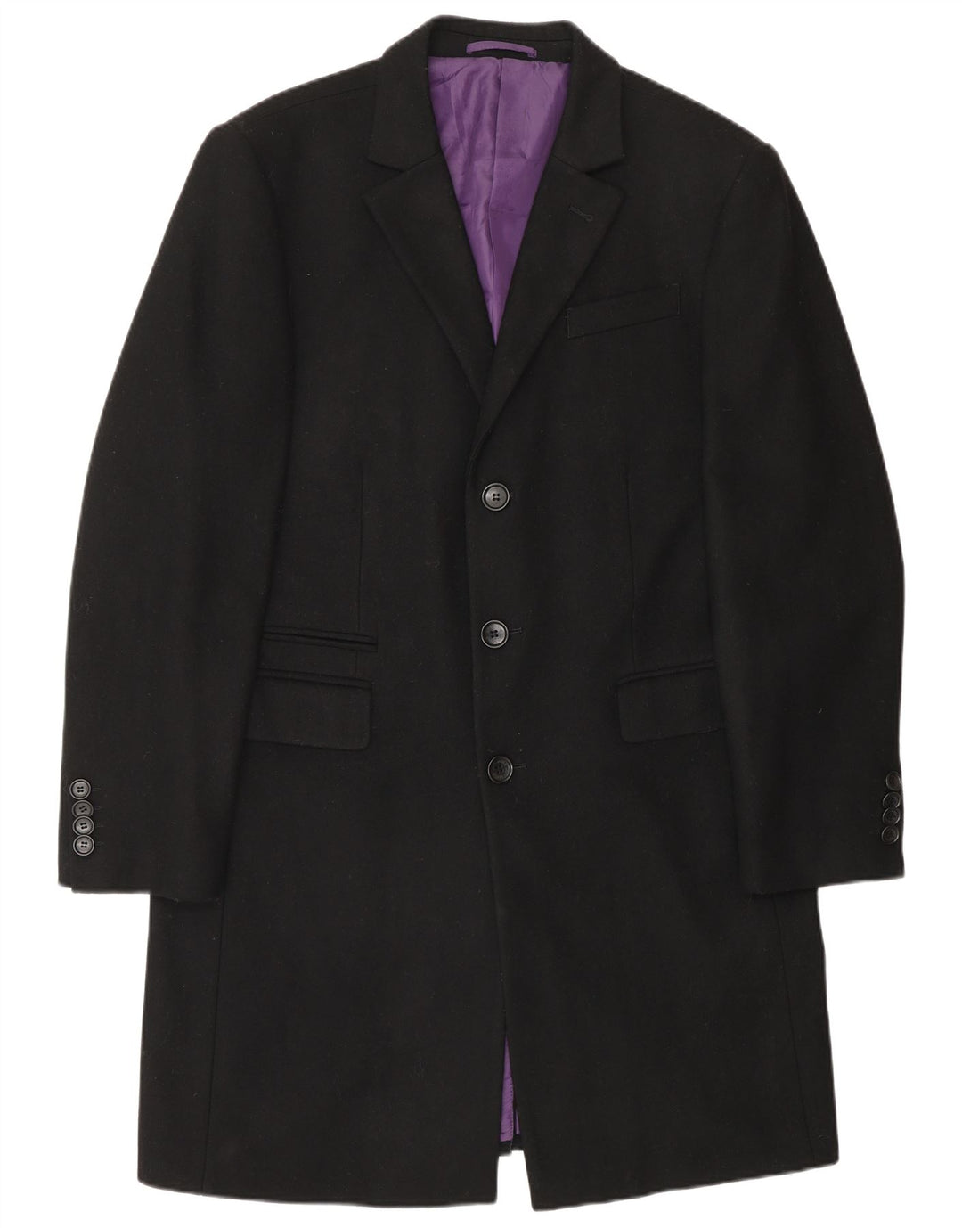 Cappotto da uomo Jeff Banks UK 36 piccolo in lana nera