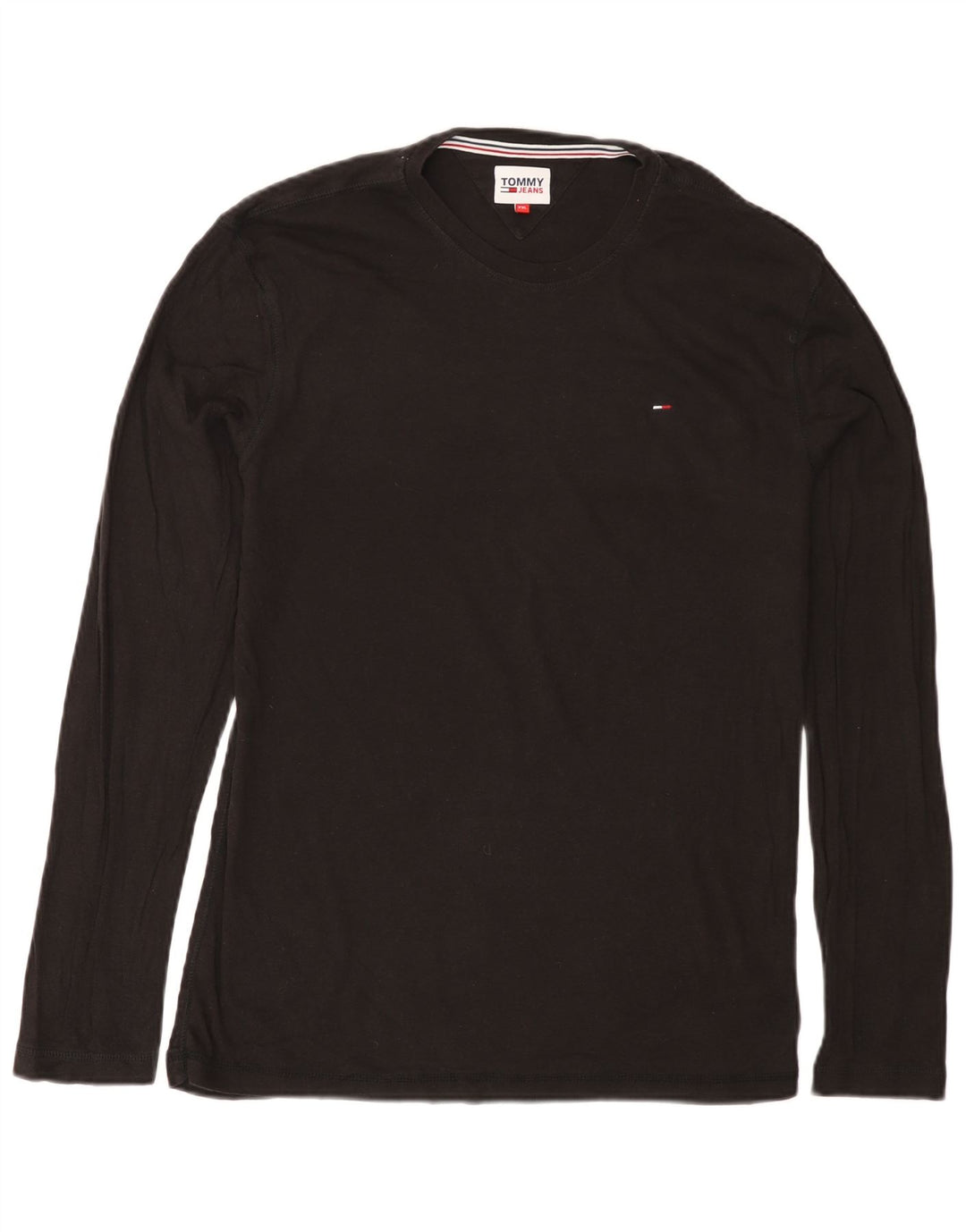 TOMMY HILFIGER Top da uomo manica lunga 2XL cotone nero