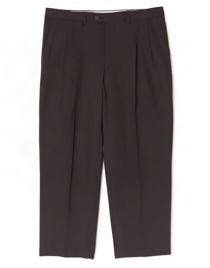 Pantaloni da completo da uomo Lacoste con pegging taglia 46 grande W36 L27 lana grigia