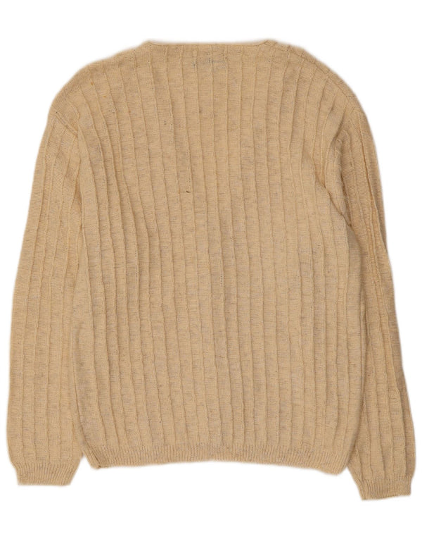 Maglione cardigan da uomo vintage in cotone beige medio