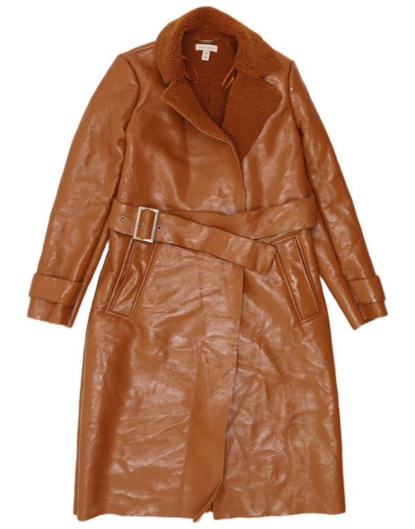 Topshop Cappotto da donna in ecopelle Sherpa UK 10 piccolo in poliuretano marrone