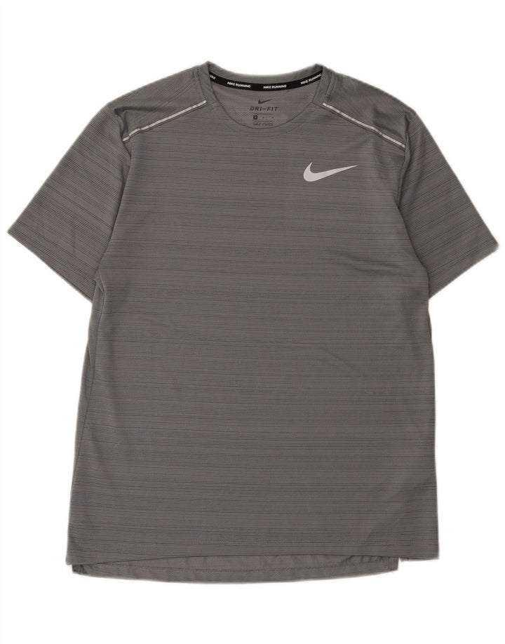 T-shirt Nike da uomo Dri Fit, top in poliestere gessato grigio medio