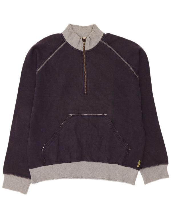 Felpa con zip grafica da uomo Armani, maglione XL, cotone blu navy