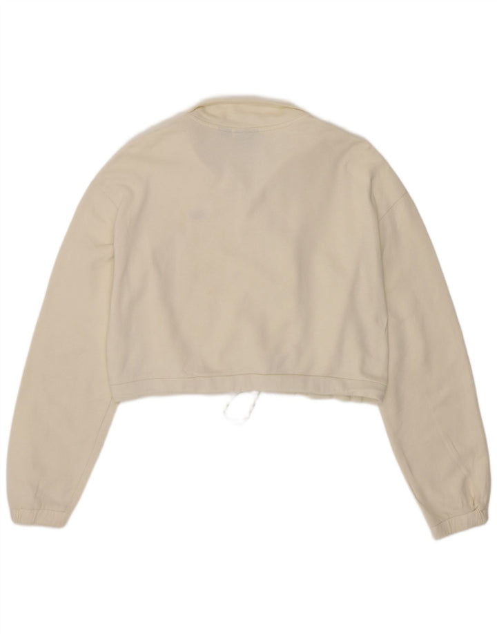 Felpa Vans da donna oversize corta con zip e collo, maglione UK 10 piccola, bianco sporco