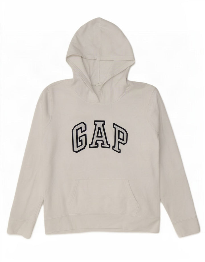 Gap Felpa con cappuccio grafica da donna UK 14 Cotone bianco medio