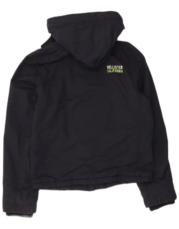 Hollister Mens Hooded Windbreaker Jacket UK 42 XL Navy Blue Polyester