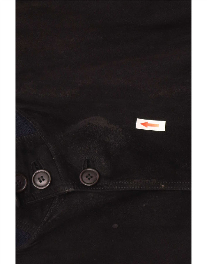 Giubbotto bomber in pelle scamosciata vintage da uomo UK 38 in pelle color block medio nero