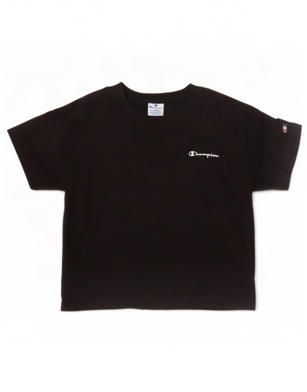 T-shirt corta da donna Champion UK 6 XS cotone nero
