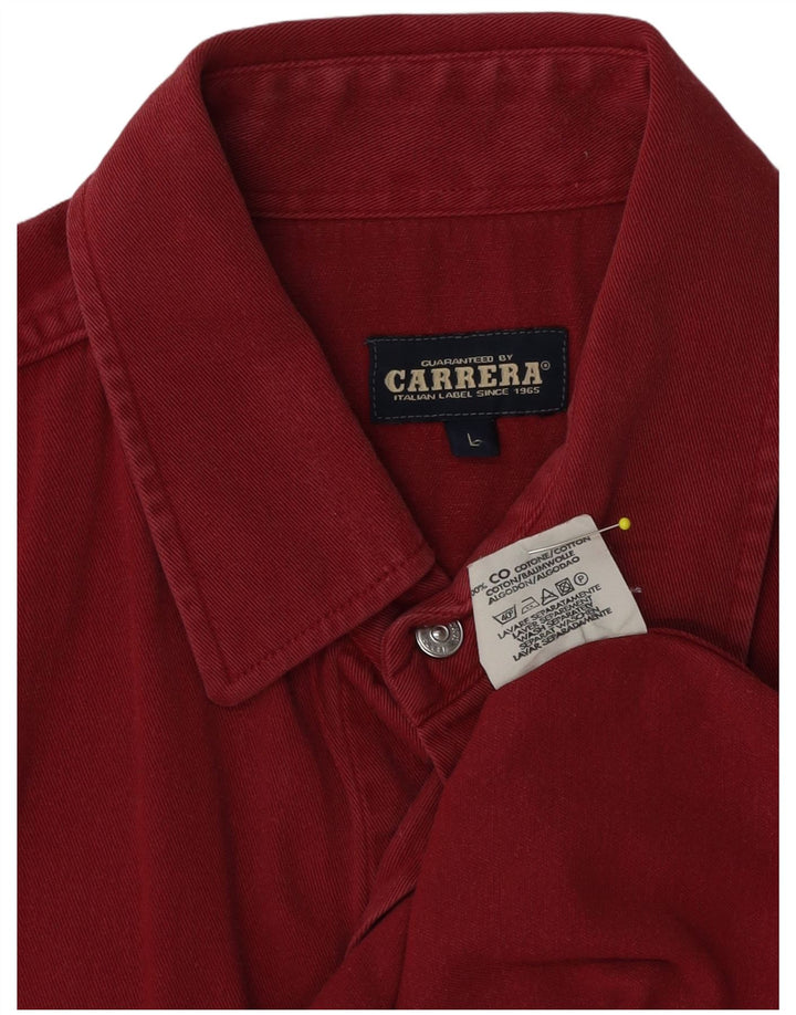 Camicia di jeans da uomo Carrera grande in cotone bordeaux