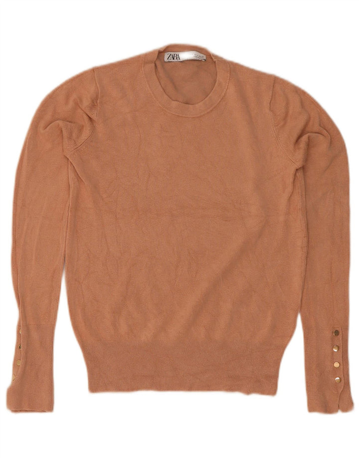 Maglione maglione girocollo da donna Zara UK 8 piccolo marrone