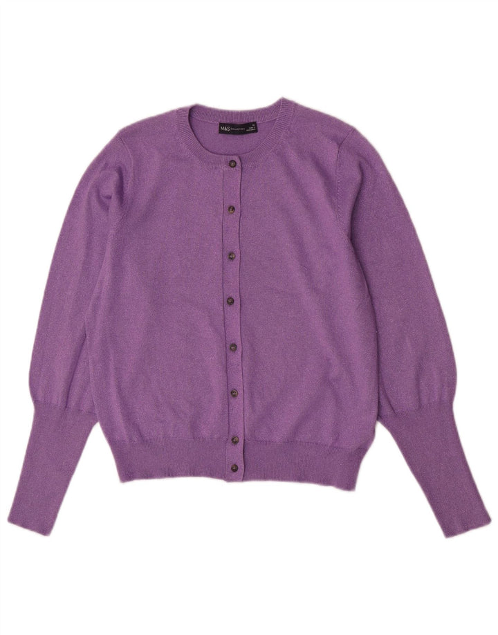 Maglione cardigan da donna Marks & Spencer UK 12 Viscosa viola medio
