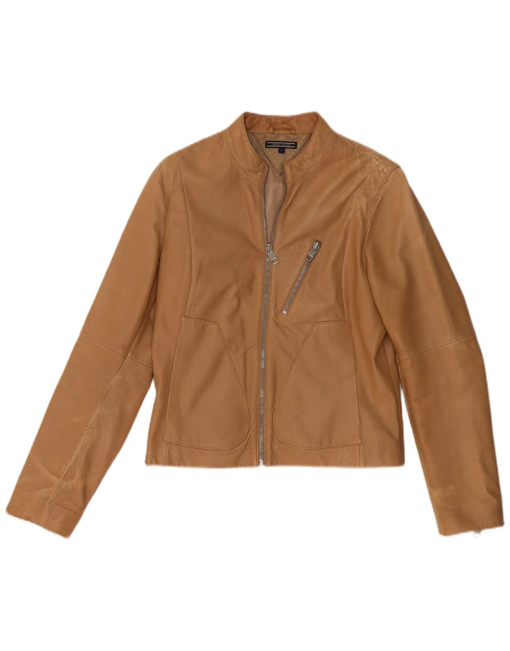Giacca in pelle da donna Tommy Hilfiger UK 14 Pelle marrone medio