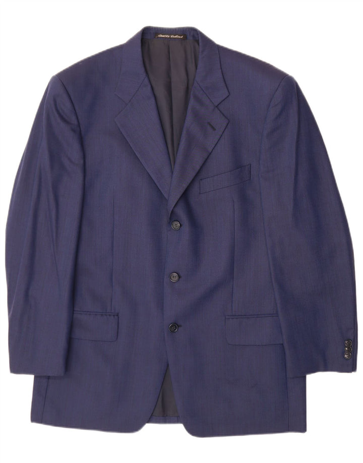 EMANUEL UNGARO Giacca Blazer da Uomo a 3 Bottoni IT 50 Large Blu Navy