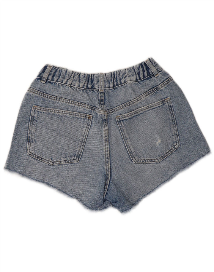 Pantaloncini in denim effetto invecchiato a vita alta ZARA per ragazze 13-14 anni W28 Blu