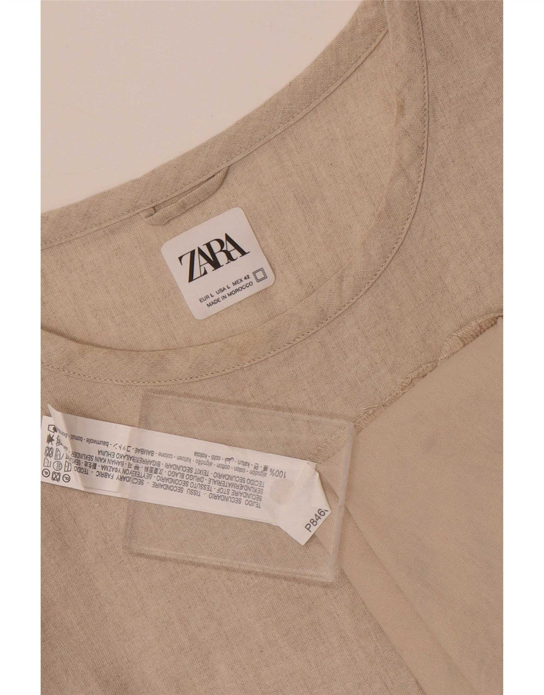 T-shirt Zara da uomo Top grande in cotone beige