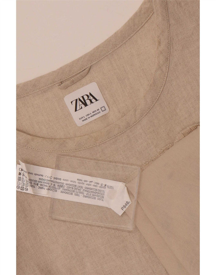 T-shirt Zara da uomo Top grande in cotone beige