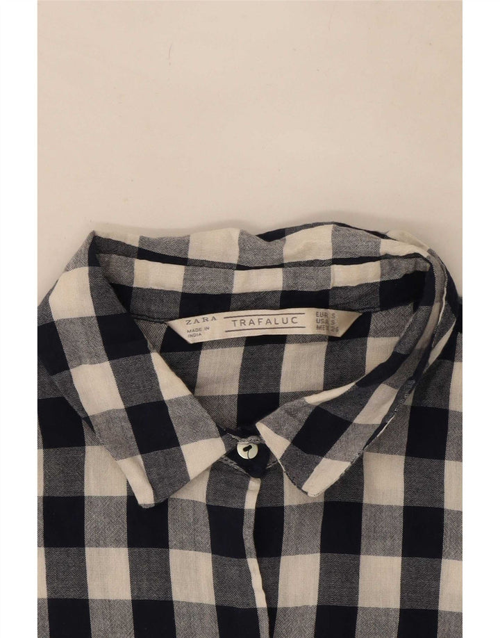 Camicia oversize Trafaluc da donna Zara UK 10 piccola a quadretti blu navy