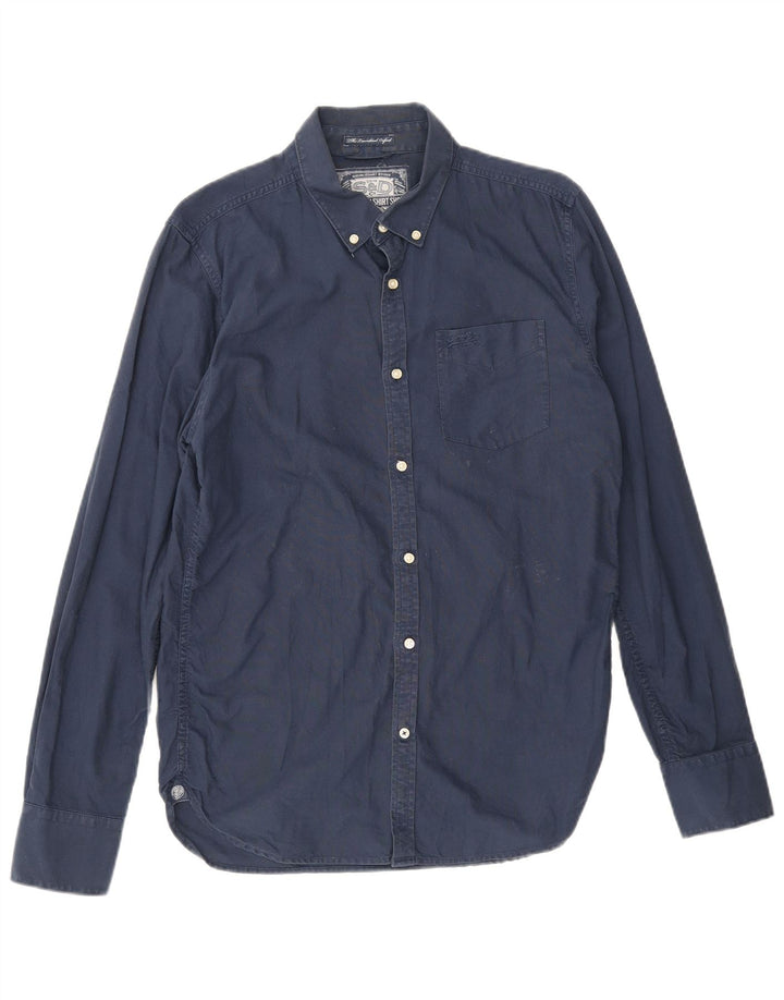 Camicia da uomo Superdry Large in cotone blu navy