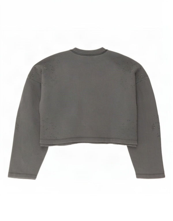 Felpa oversize corta da donna Zara, maglione UK 14, cotone grigio medio
