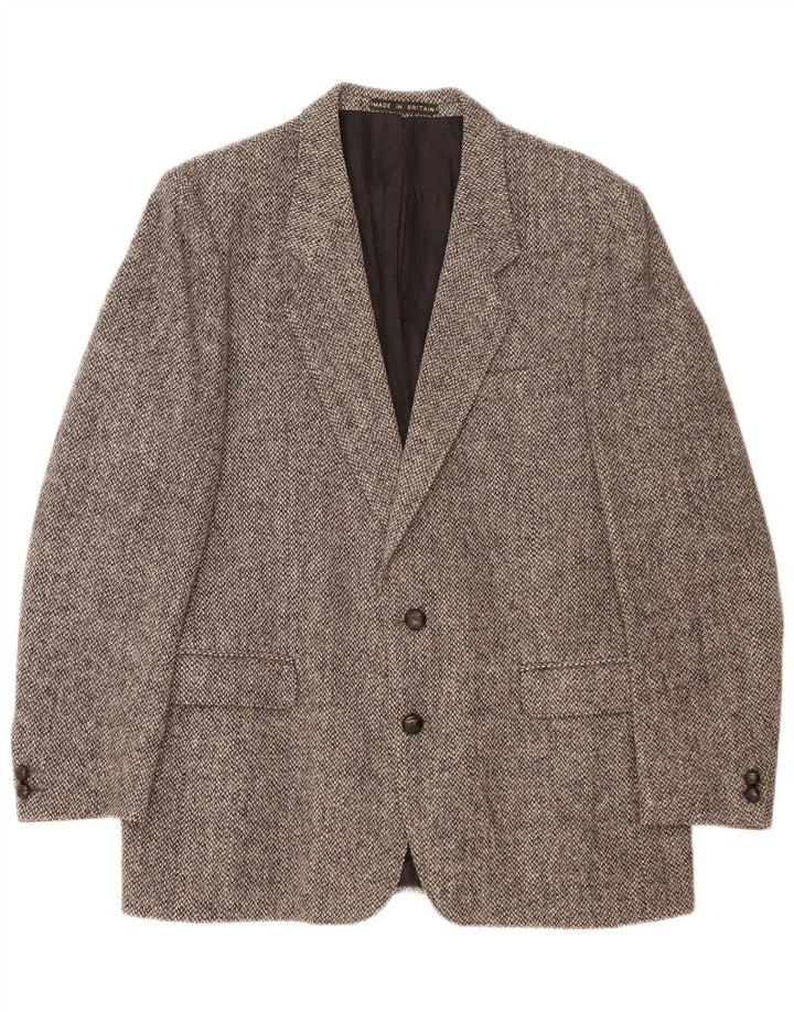Giacca blazer a 2 bottoni vestibilità regolare da uomo Harris Tweed EU 40 grande lana grigia