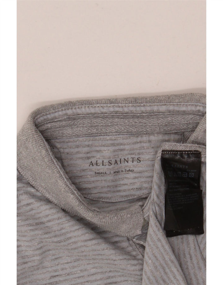Polo da uomo All Saints piccola in cotone gessato grigio