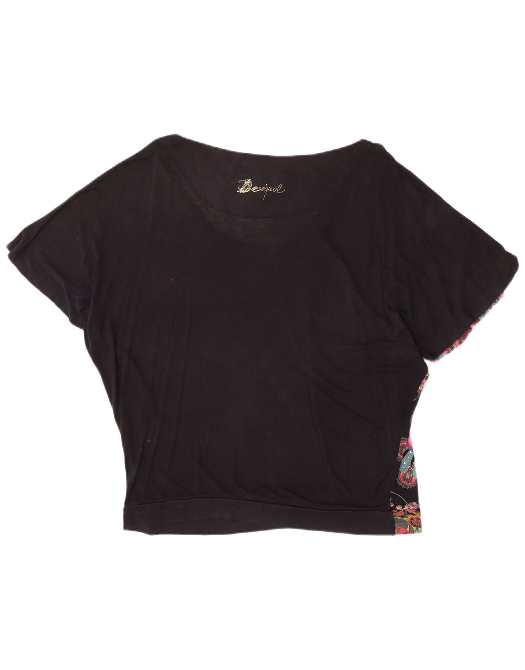 Desigual Donna Camicetta a Pipistrello Top UK 16 Grande Nero Floreale