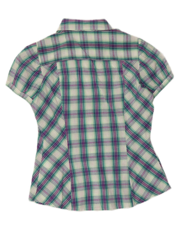 Camicia a maniche corte da donna BENETTON UK 14 Cotone a quadri multicolore medio