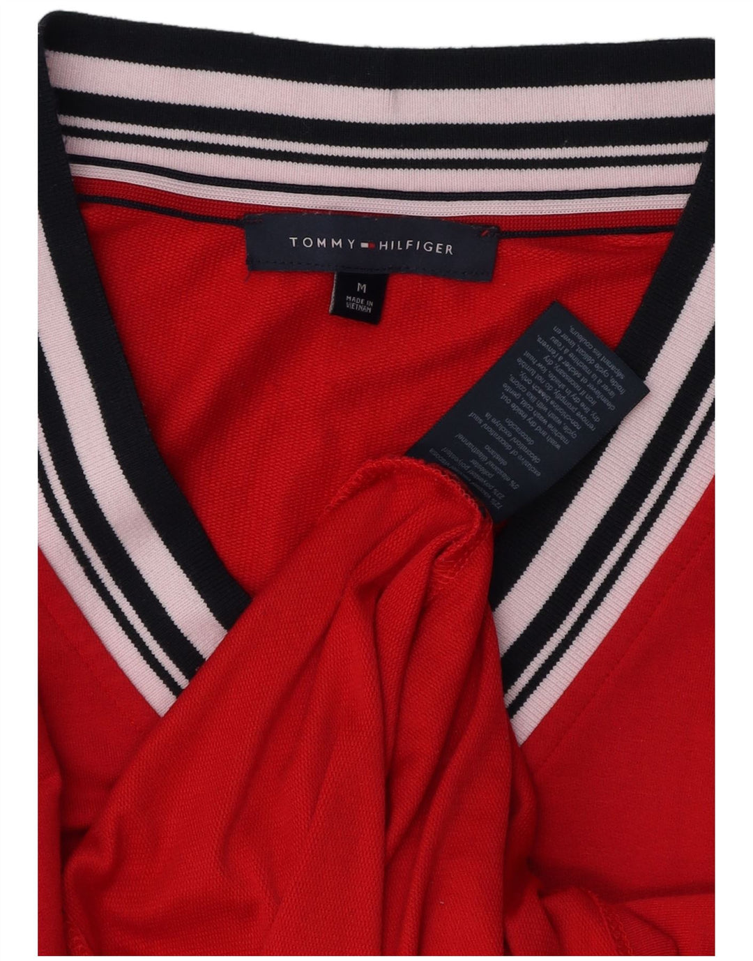 TOMMY HILFIGER Top da donna a maniche lunghe UK 14 Viscosa rossa media
