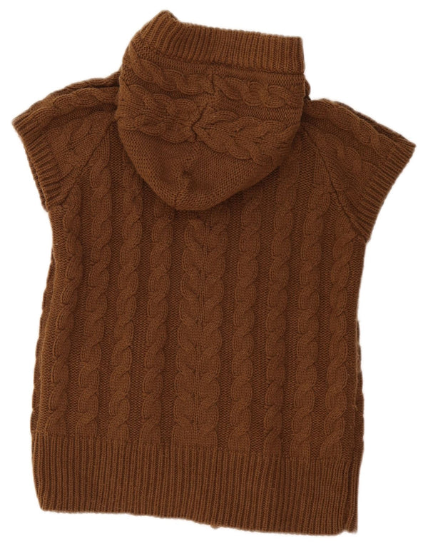 Maglione cardigan con cappuccio a maniche corte da donna Zara UK 14 grande marrone