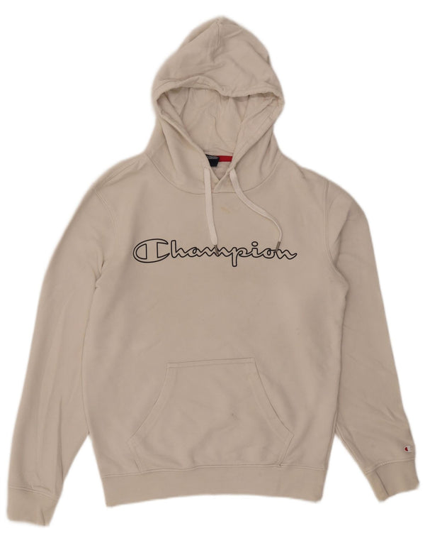 Felpa con cappuccio grafica da uomo Champion piccola in cotone beige