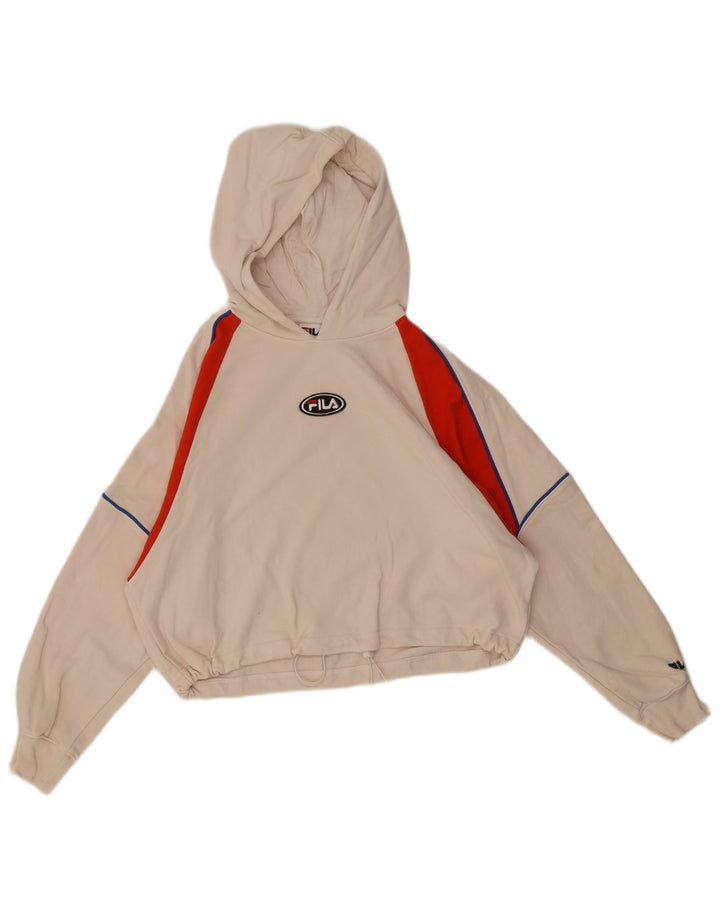 Felpa con cappuccio oversize corta da donna Fila EU 36 Small White Colourblock