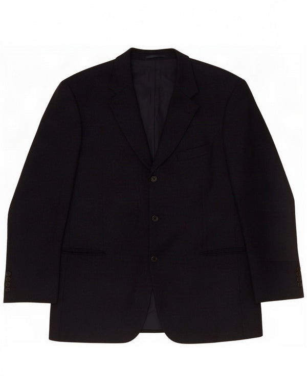 Giacca blazer da uomo a 3 bottoni Hugo Boss EU 54 2XL Lana vergine blu navy