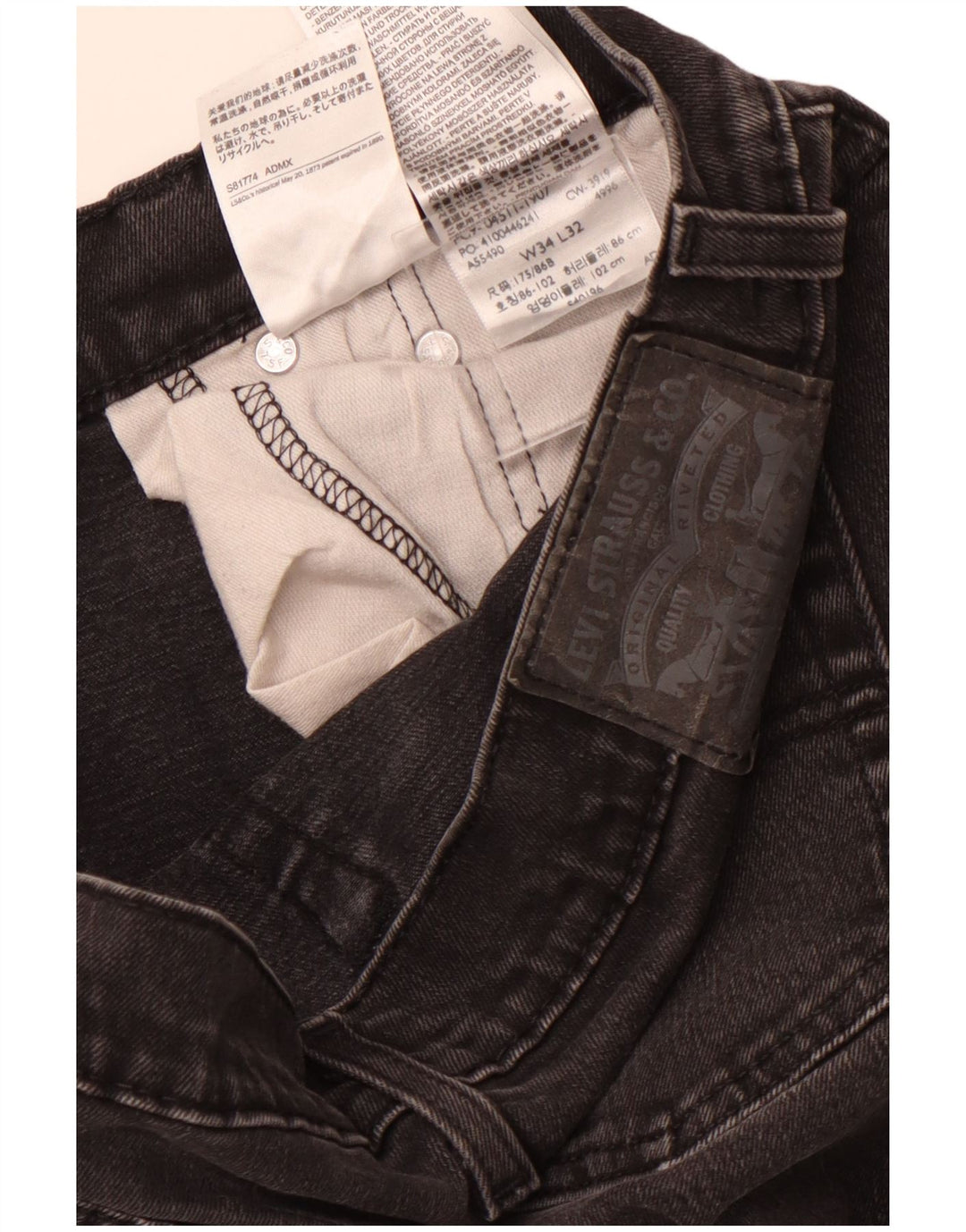 Levi's Jeans 511 Slim da Donna W34 L32 Cotone Nero