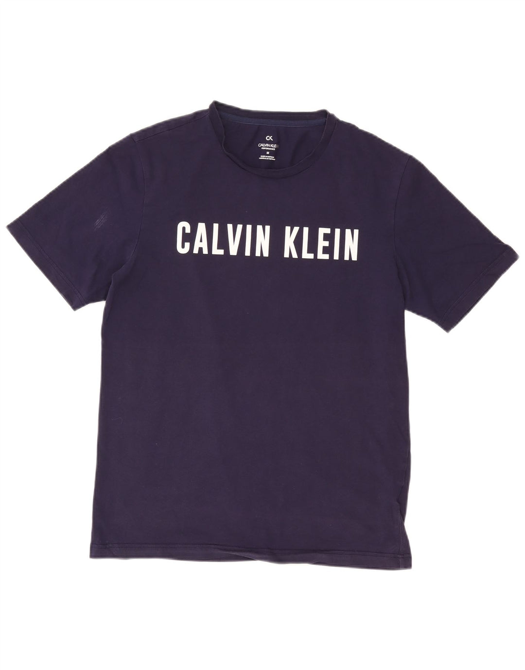 CALVIN KLEIN Mens Graphic T-Shirt Top Medium Navy Blue Cotton