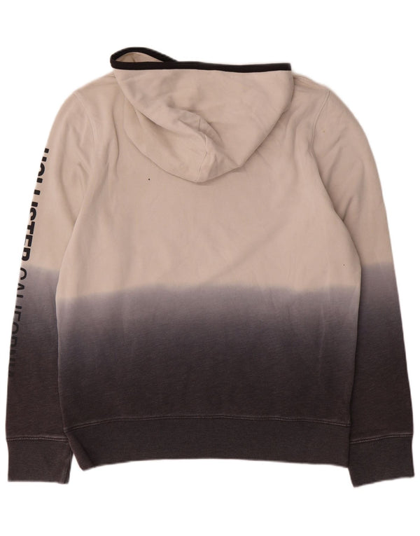 Felpa con cappuccio grafica da uomo Hollister Large in cotone color block grigio