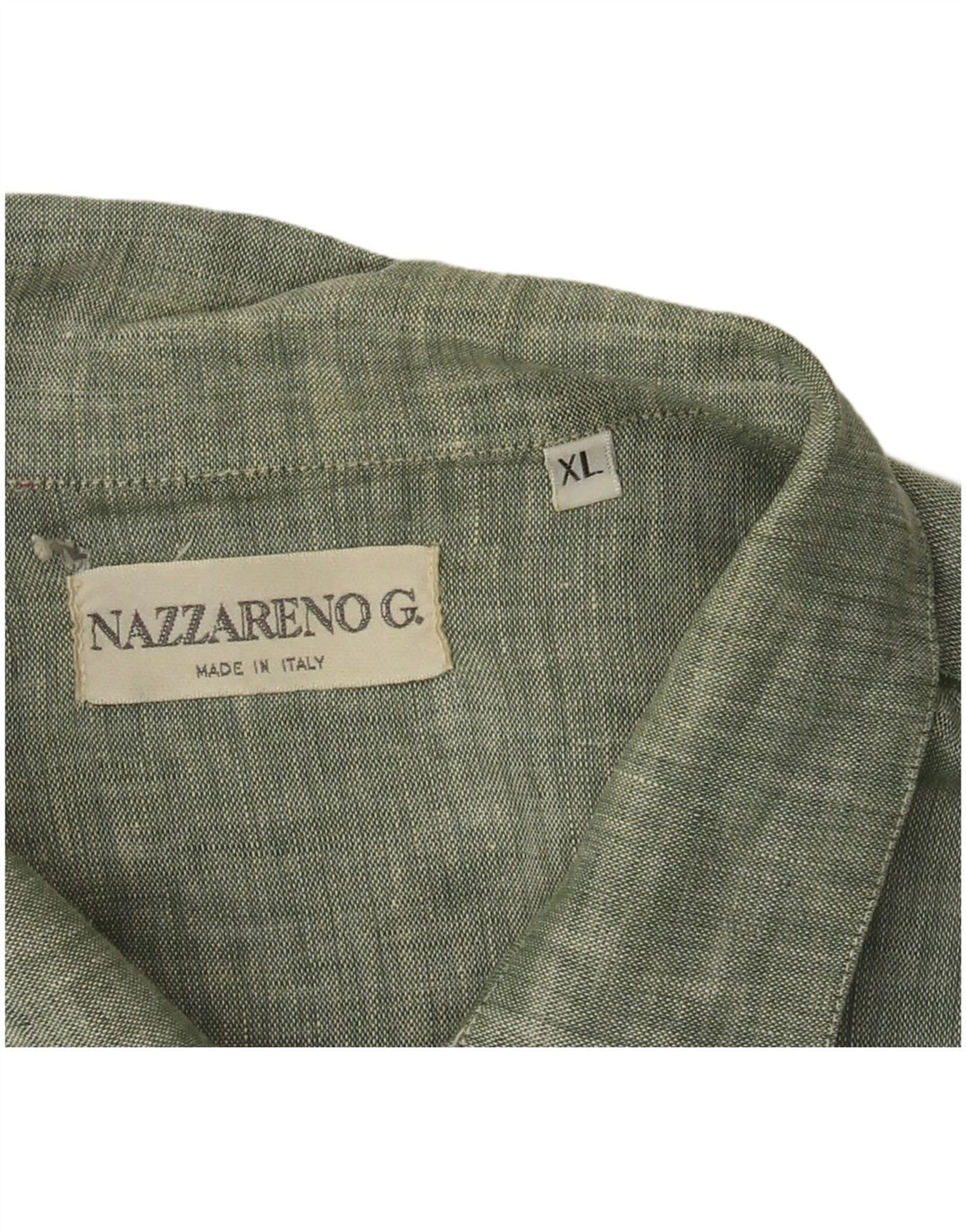 NAZZARENO G. Camicia Uomo Manica Corta XL Lino Verde