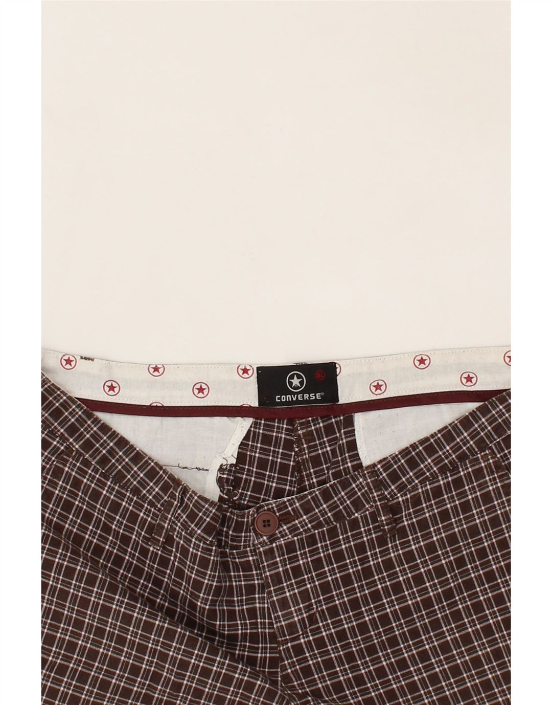 CONVERSE Womens Chino Shorts XL W34 Brown Check Cotton Vintage Converse and Second-Hand Converse from Messina Hembry 