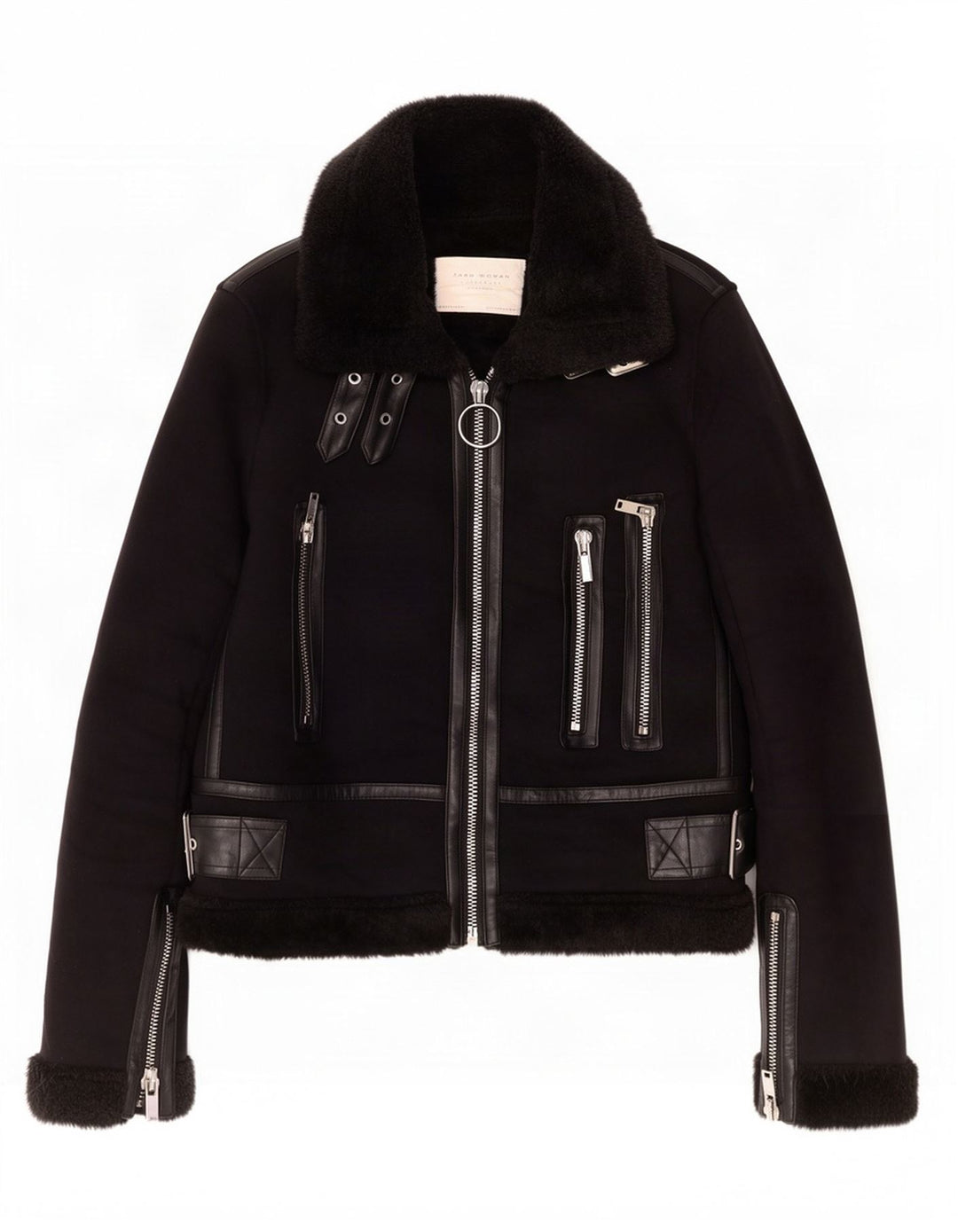 Giacca Sherpa da donna Zara UK 6 XS poliestere nero