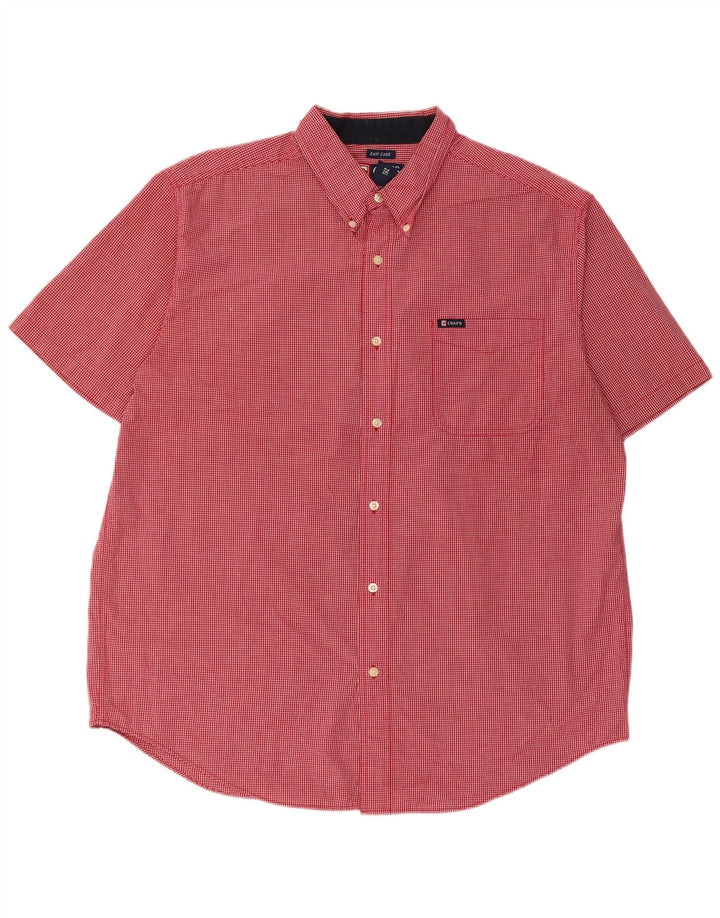 Camicia a maniche corte da uomo Chaps XL in cotone a quadretti rosso