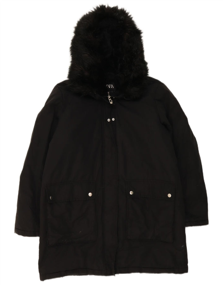 Parka oversize con cappuccio da donna Zara UK 16 grande poliestere nero
