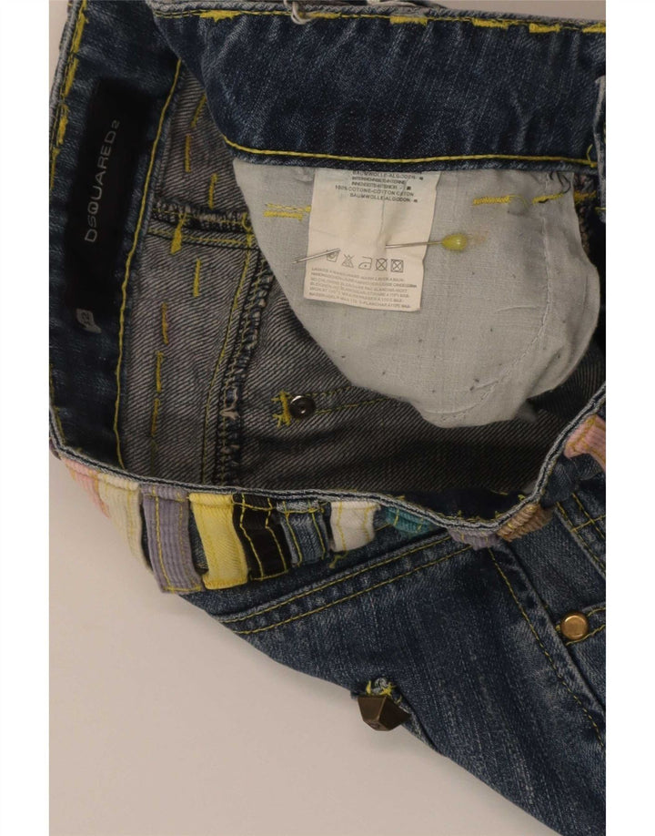 Mini gonna di jeans da donna Dsquared2 IT 42 media W30 blu cotone color block