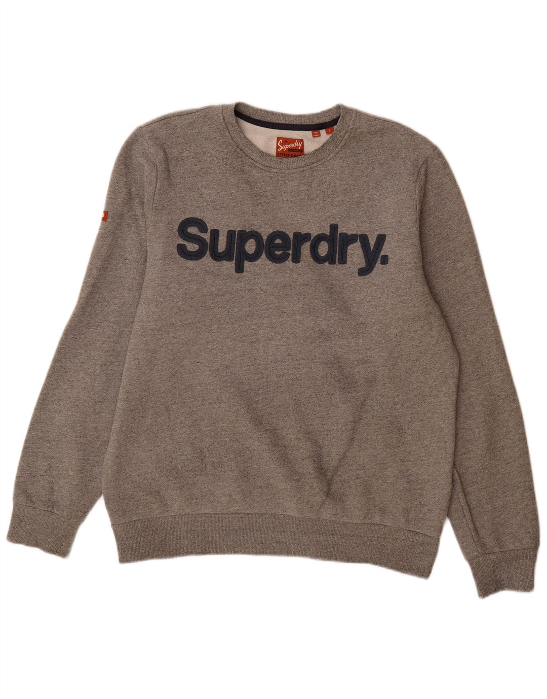 Felpa grafica da uomo Superdry Maglione grande cotone chiazzato grigio