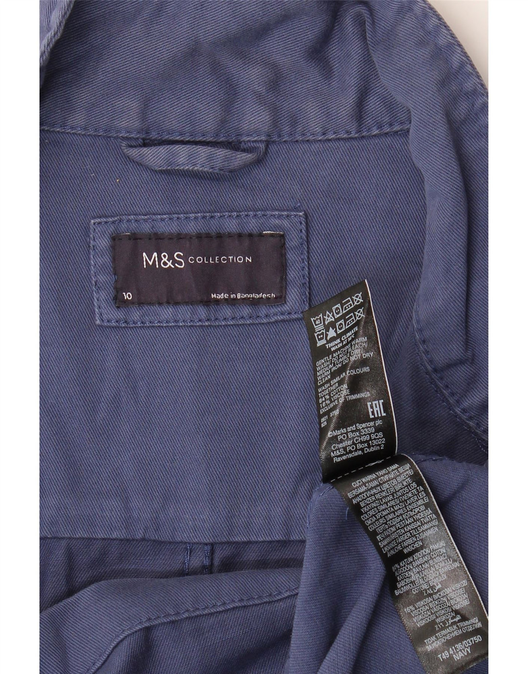 Giacca multiuso oversize da donna Marks & Spencer UK 10 piccola blu navy