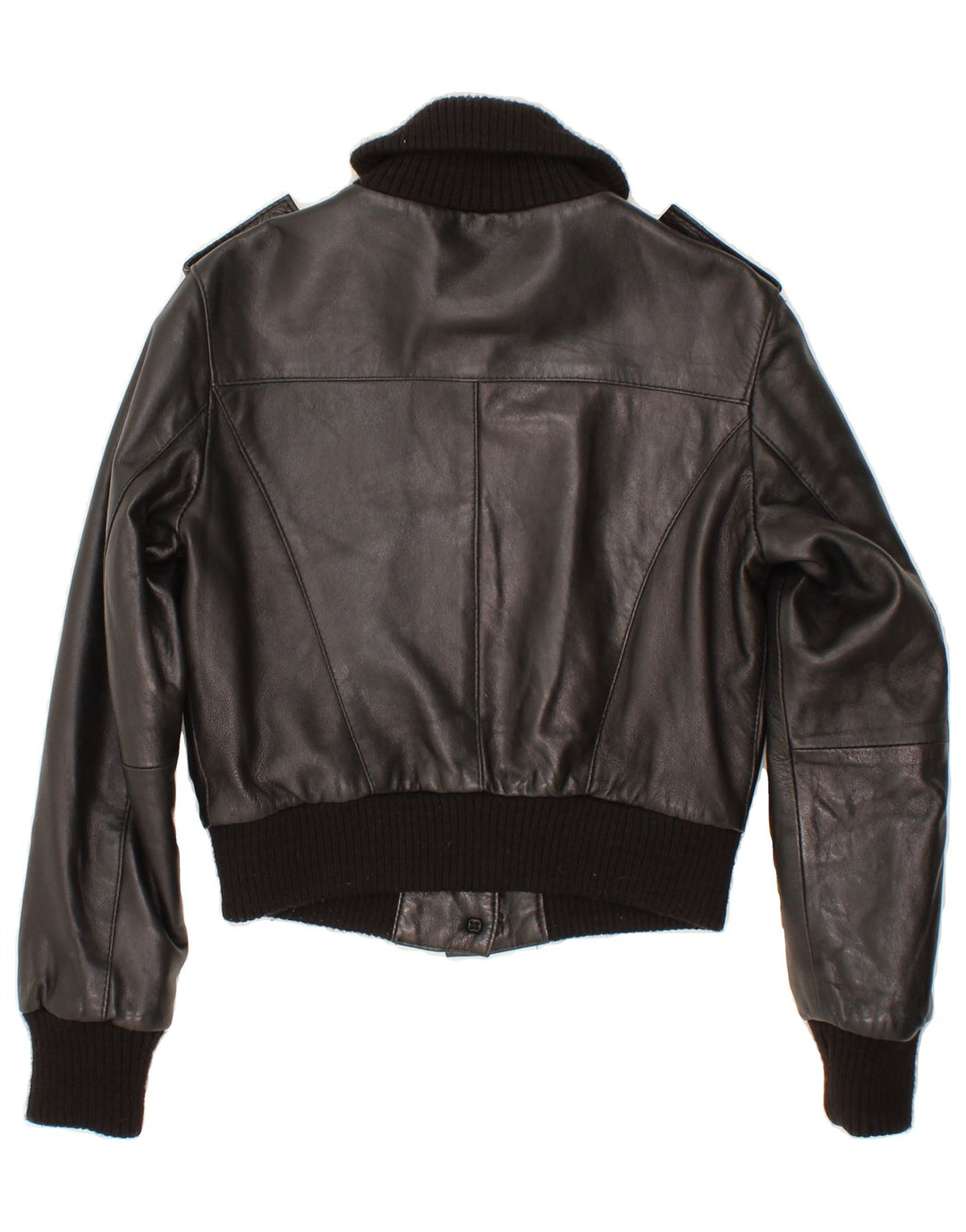 Giacca in pelle corta da donna VINTAGE IT 44 pelle nera media