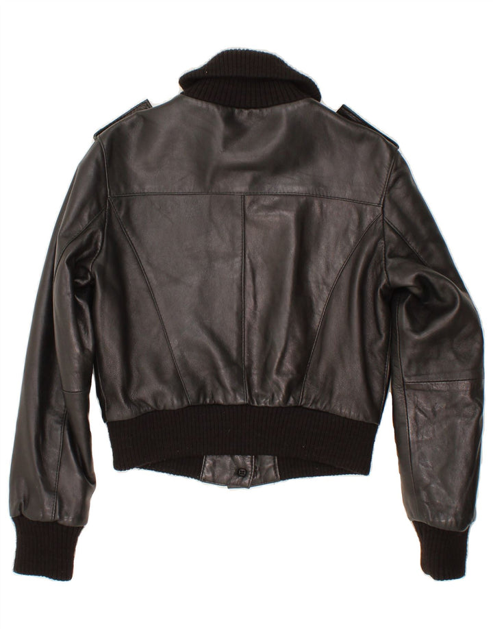 Giacca in pelle corta da donna VINTAGE IT 44 pelle nera media